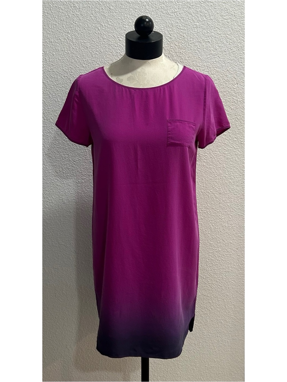 Gryphon New York Ombre Silk Mini Dress Medium Purple Pink Shift Short Colorblock
